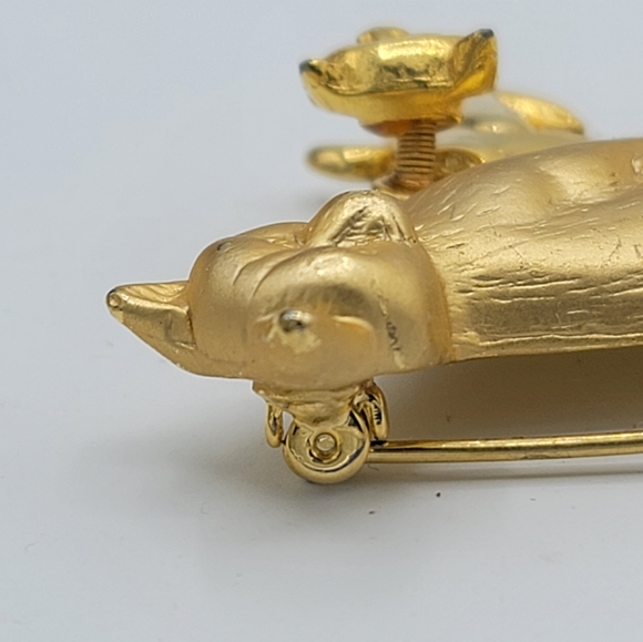 Cat Kitten Trembler Brooch Playful Animal Jewelry Mother & Children Pin Vintage - Picture 3 of 12